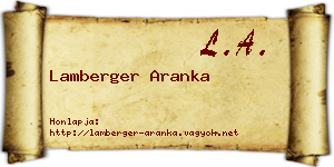 Lamberger Aranka névjegykártya